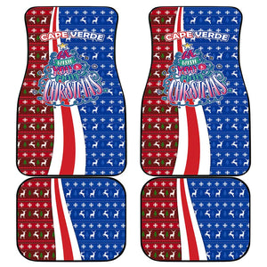 Cape Verde Christmas Car Mats Festive Pattern Christmas Tree and National Emblem Motif - African Pride