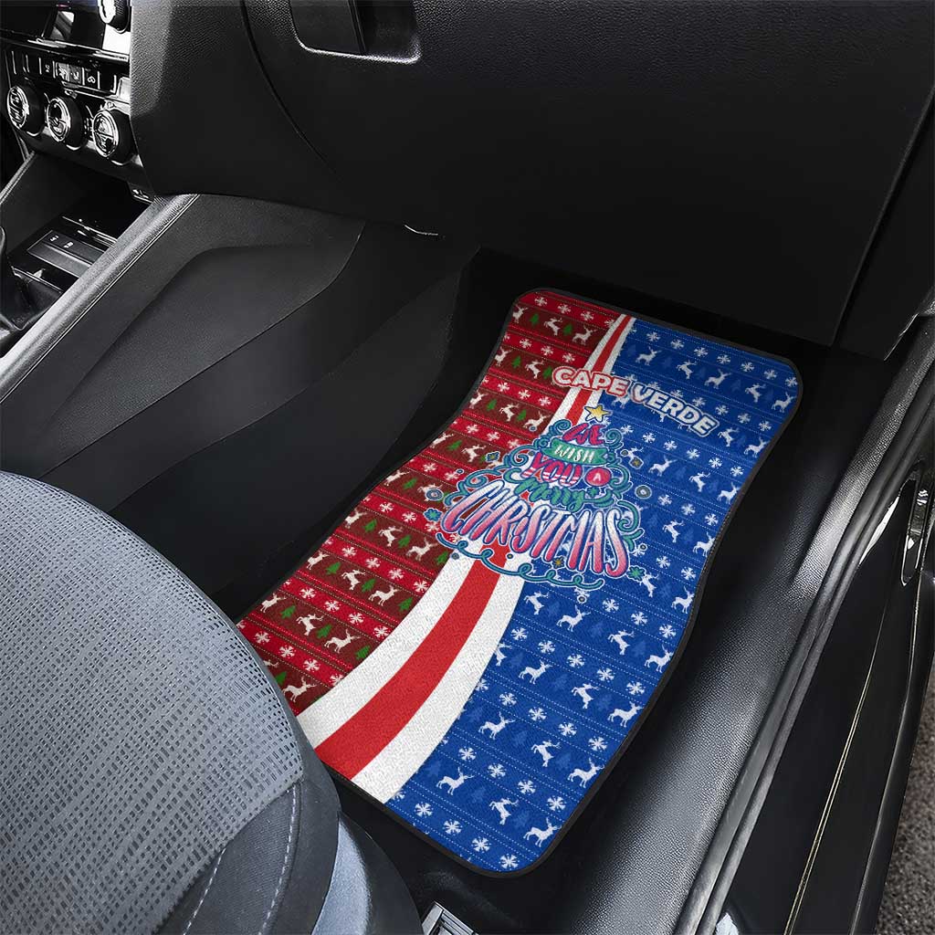 Cape Verde Christmas Car Mats Festive Pattern Christmas Tree and National Emblem Motif - African Pride