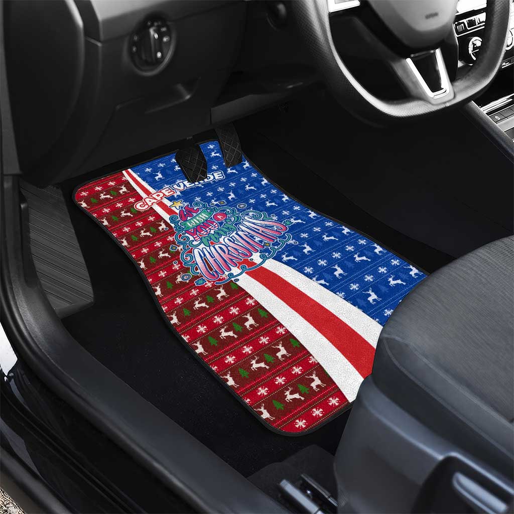 Cape Verde Christmas Car Mats Festive Pattern Christmas Tree and National Emblem Motif - African Pride