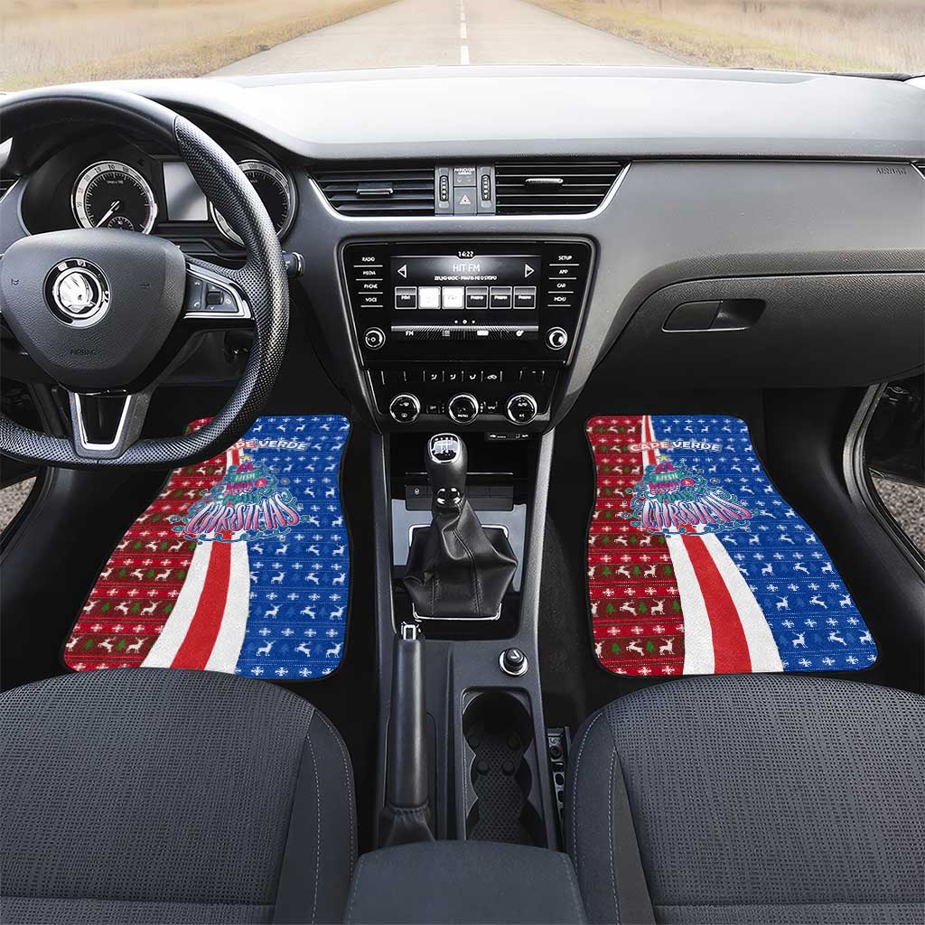 Cape Verde Christmas Car Mats Festive Pattern Christmas Tree and National Emblem Motif - African Pride