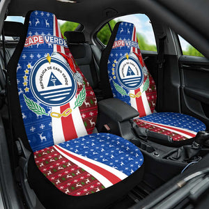 Cape Verde Christmas Car Seat Cover Festive Pattern Christmas Tree and National Emblem Motif - African Pride