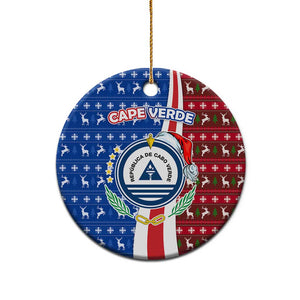 Cape Verde Christmas Ceramic Ornament Festive Pattern Christmas Tree and National Emblem Motif - African Pride
