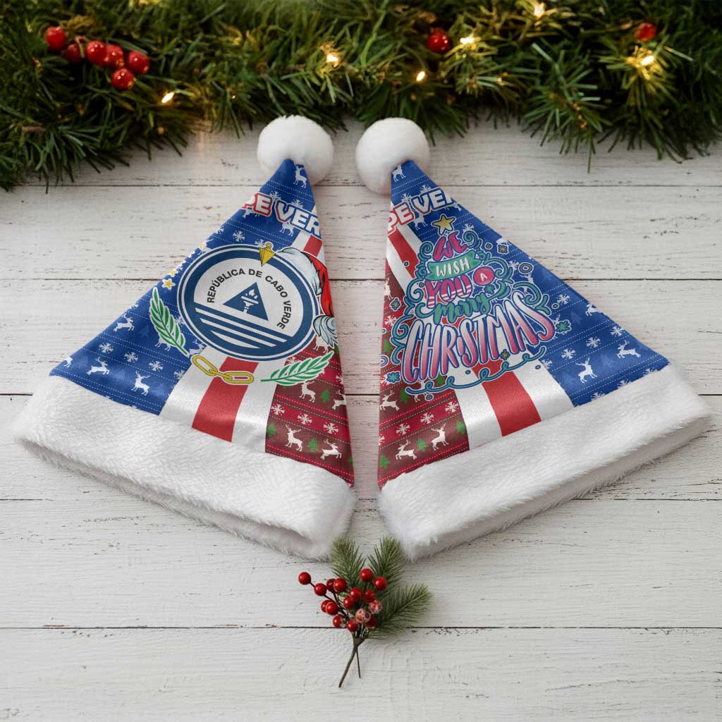 Cape Verde Christmas Santa Hat Festive Pattern Christmas Tree and National Emblem Motif - African Pride