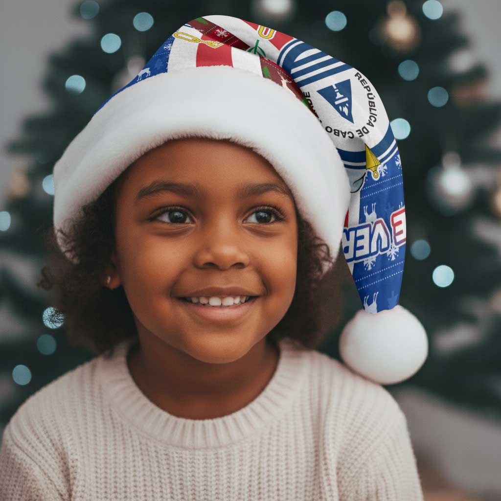 Cape Verde Christmas Santa Hat Festive Pattern Christmas Tree and National Emblem Motif - African Pride