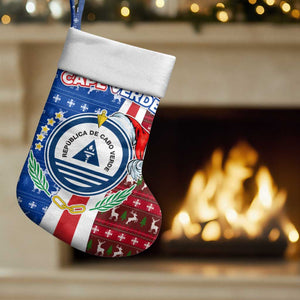 Cape Verde Christmas Stocking Festive Pattern Christmas Tree and National Emblem Motif - African Pride