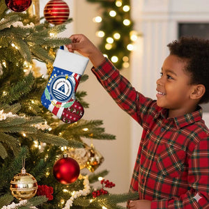 Cape Verde Christmas Stocking Festive Pattern Christmas Tree and National Emblem Motif - African Pride