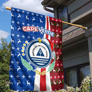 Cape Verde Christmas Garden Flag Festive Pattern Christmas Tree and National Emblem Motif - African Pride