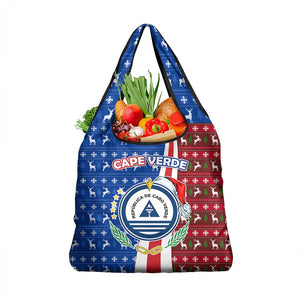 Cape Verde Christmas Grocery Bag Festive Pattern Christmas Tree and National Emblem Motif - African Pride