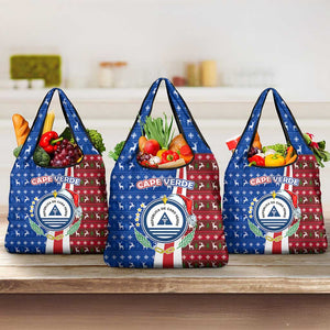 Cape Verde Christmas Grocery Bag Festive Pattern Christmas Tree and National Emblem Motif - African Pride