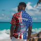 Cape Verde Christmas Hawaiian Shirt Festive Pattern Christmas Tree and National Emblem Motif - African Pride
