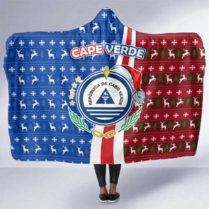 Cape Verde Christmas Hooded Blanket Festive Pattern Christmas Tree and National Emblem Motif - African Pride