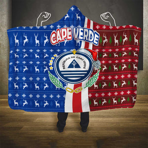 Cape Verde Christmas Hooded Blanket Festive Pattern Christmas Tree and National Emblem Motif - African Pride