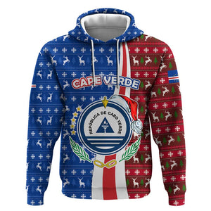 Cape Verde Christmas Hoodie Festive Pattern Christmas Tree and National Emblem Motif - African Pride