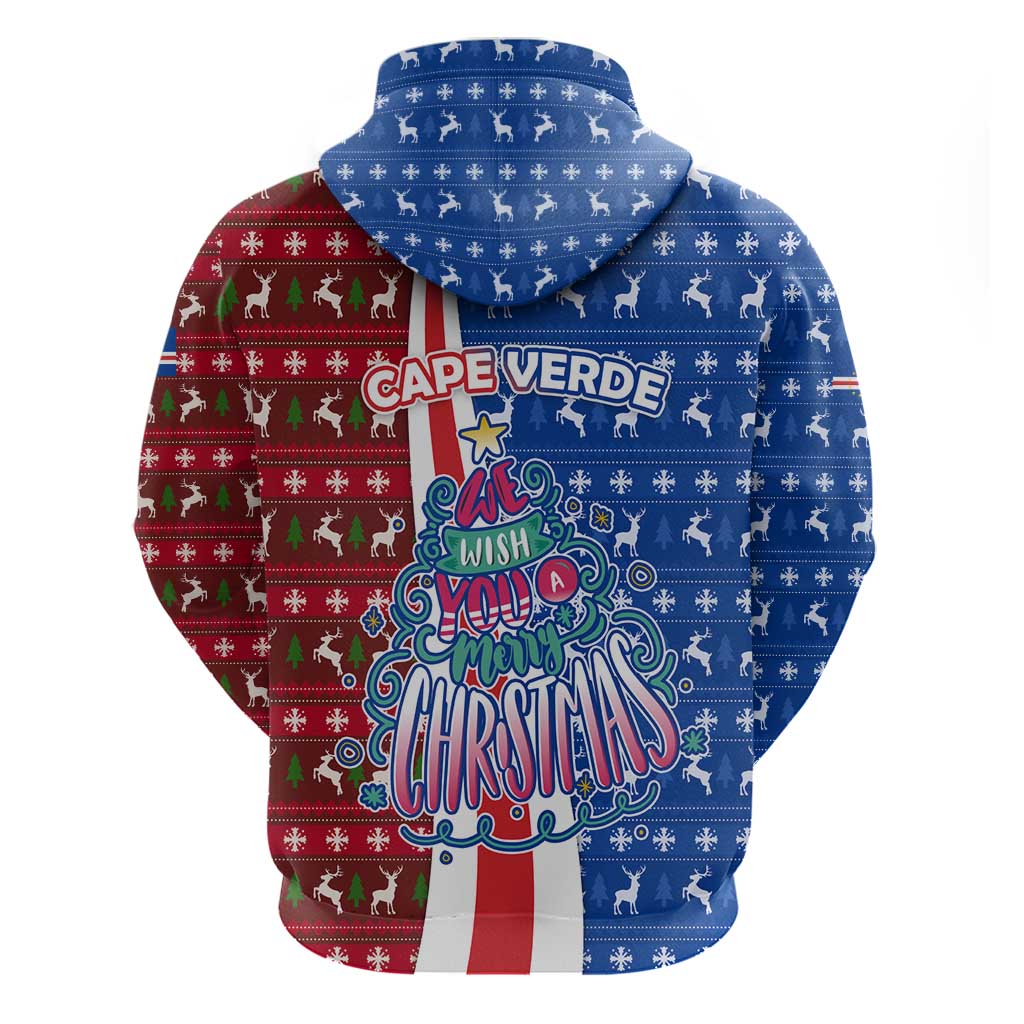 Cape Verde Christmas Hoodie Festive Pattern Christmas Tree and National Emblem Motif - African Pride