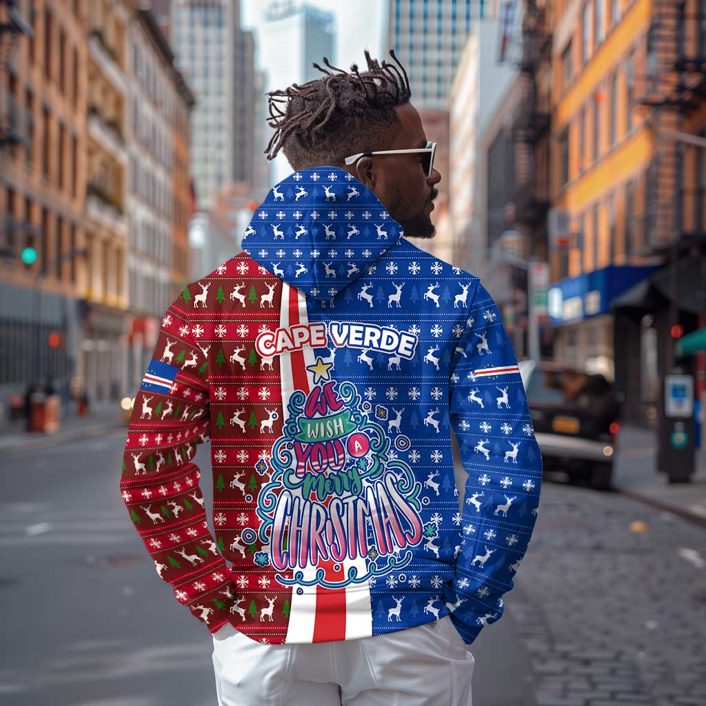Cape Verde Christmas Hoodie Festive Pattern Christmas Tree and National Emblem Motif - African Pride