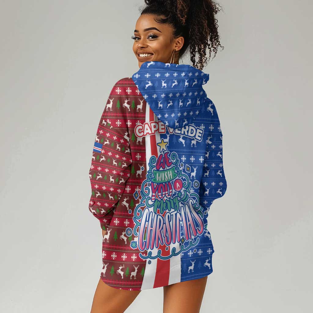 Cape Verde Christmas Hoodie Dress Festive Pattern Christmas Tree and National Emblem Motif - African Pride