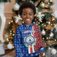 Cape Verde Christmas Kid Ugly Christmas Sweater Festive Pattern Christmas Tree and National Emblem Motif - African Pride