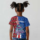 Cape Verde Christmas Kid T shirt Festive Pattern Christmas Tree and National Emblem Motif - African Pride