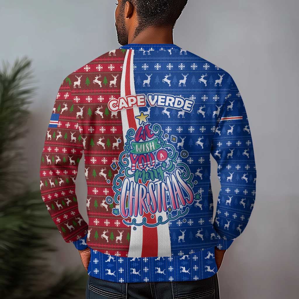 Cape Verde Christmas Ugly Christmas Sweater Festive Pattern Christmas Tree and National Emblem Motif - African Pride