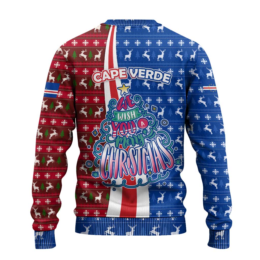Cape Verde Christmas Ugly Christmas Sweater Festive Pattern Christmas Tree and National Emblem Motif - African Pride