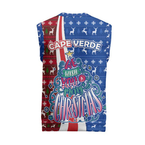 Cape Verde Christmas Knitted V-Neck Vest Festive Pattern Christmas Tree and National Emblem Motif - African Pride