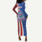 Cape Verde Christmas Long Sleeve Bodycon Dress Festive Pattern Christmas Tree and National Emblem Motif - African Pride