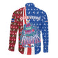 Cape Verde Christmas Long Sleeve Button Shirt Festive Pattern Christmas Tree and National Emblem Motif - African Pride