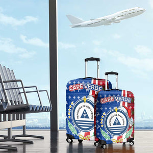 Cape Verde Christmas Luggage Cover Festive Pattern Christmas Tree and National Emblem Motif - African Pride