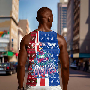 Cape Verde Christmas Men Tank Top Festive Pattern Christmas Tree and National Emblem Motif - African Pride