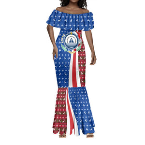 Cape Verde Christmas Mermaid Dress Festive Pattern Christmas Tree and National Emblem Motif - African Pride