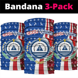 Cape Verde Christmas Neck Gaiter Festive Pattern Christmas Tree and National Emblem Motif - African Pride