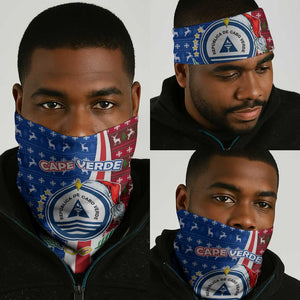 Cape Verde Christmas Neck Gaiter Festive Pattern Christmas Tree and National Emblem Motif - African Pride