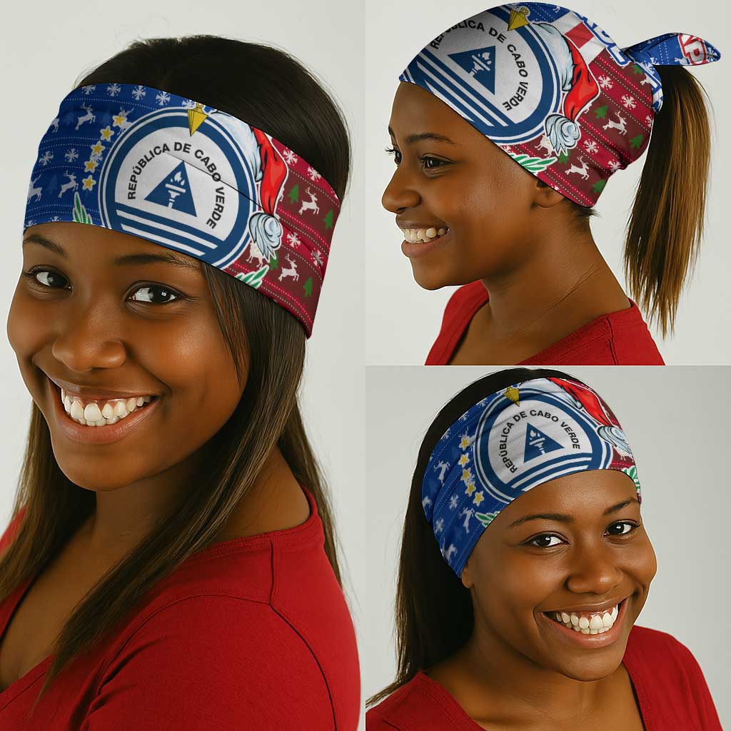 Cape Verde Christmas Neck Gaiter Festive Pattern Christmas Tree and National Emblem Motif - African Pride