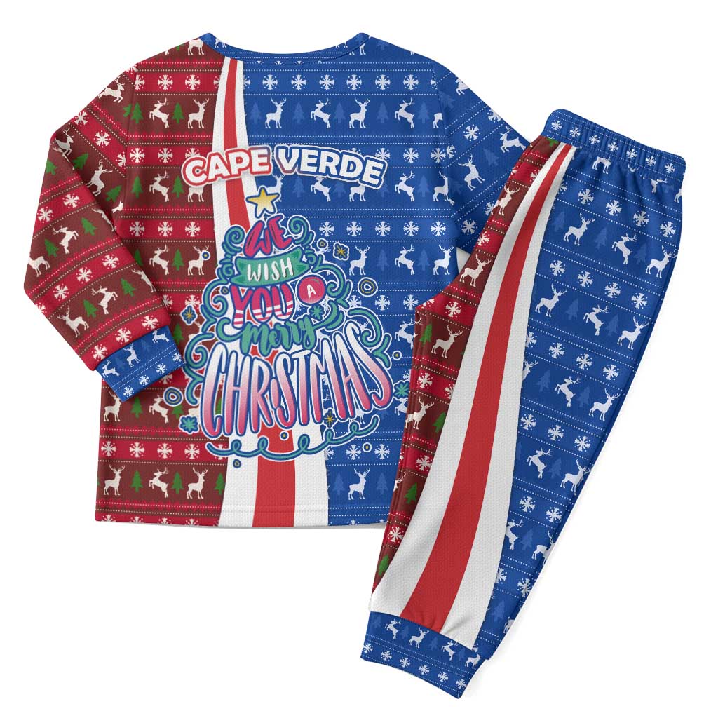 Cape Verde Christmas Pajama Set Festive Pattern Christmas Tree and National Emblem Motif - African Pride