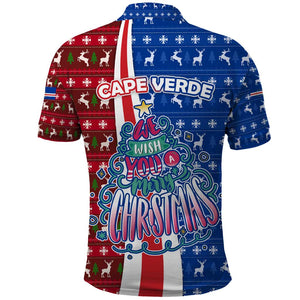 Cape Verde Christmas Polo Shirt Festive Pattern Christmas Tree and National Emblem Motif - African Pride