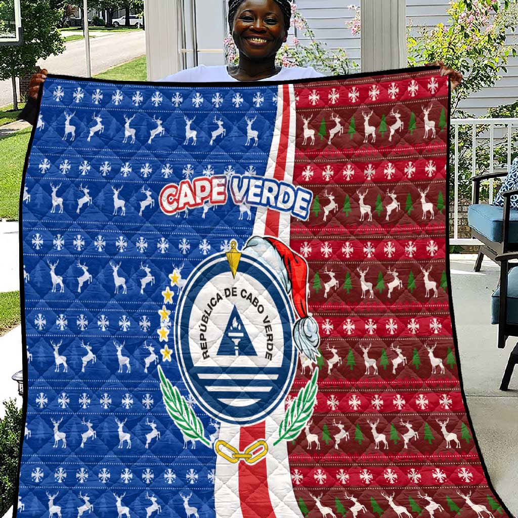 Cape Verde Christmas Quilt Festive Pattern Christmas Tree and National Emblem Motif - African Pride