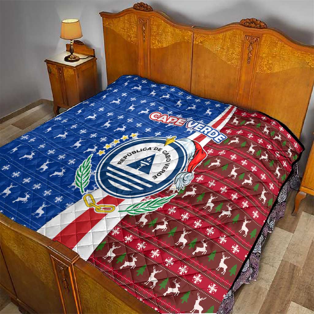 Cape Verde Christmas Quilt Festive Pattern Christmas Tree and National Emblem Motif - African Pride