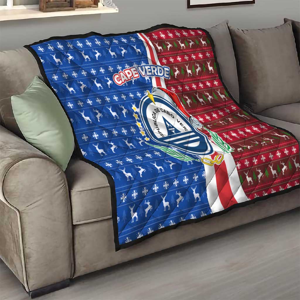 Cape Verde Christmas Quilt Festive Pattern Christmas Tree and National Emblem Motif - African Pride