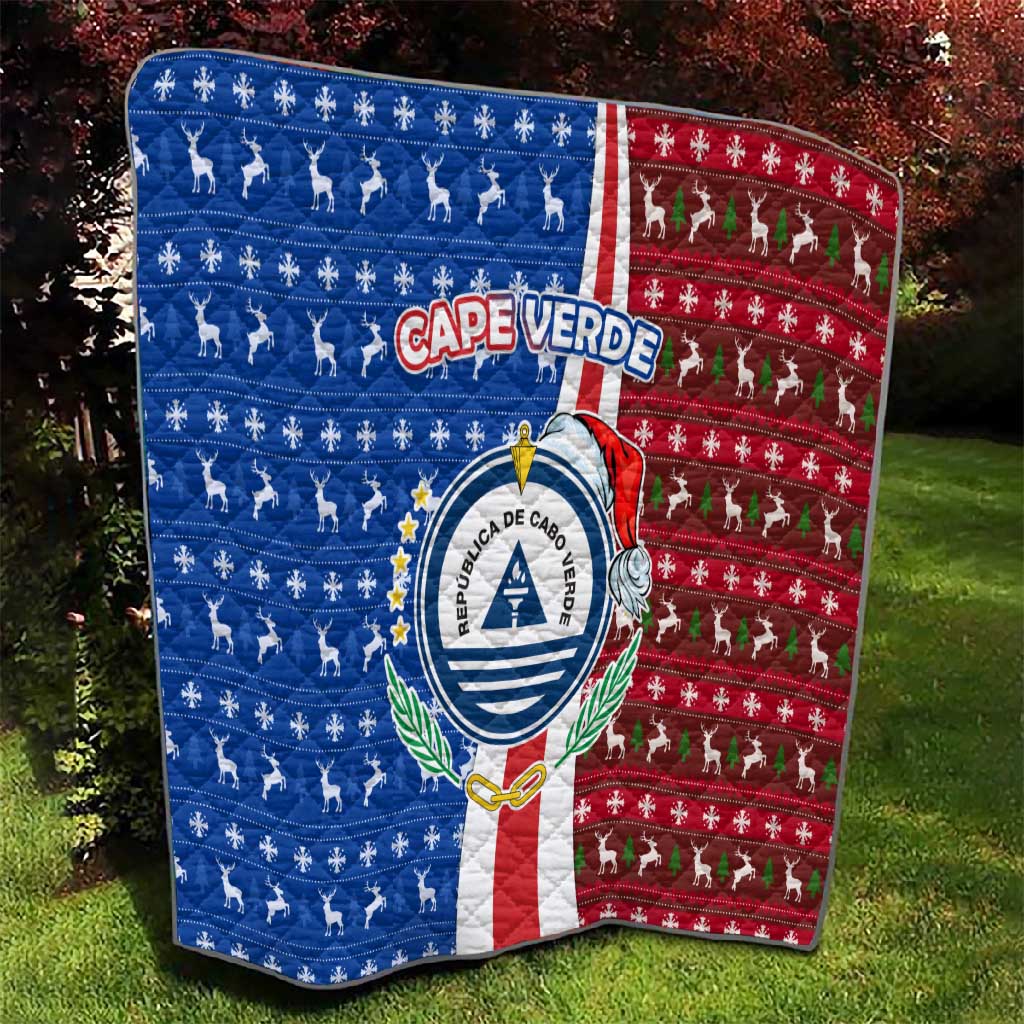 Cape Verde Christmas Quilt Festive Pattern Christmas Tree and National Emblem Motif - African Pride