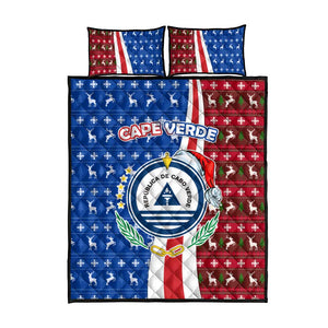 Cape Verde Christmas Quilt Bed Set Festive Pattern Christmas Tree and National Emblem Motif - African Pride
