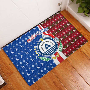 Cape Verde Christmas Rubber Doormat Festive Pattern Christmas Tree and National Emblem Motif - African Pride