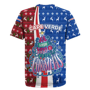Cape Verde Christmas Rugby Jersey Festive Pattern Christmas Tree and National Emblem Motif - African Pride