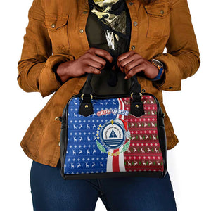 Cape Verde Christmas Shoulder Handbag Festive Pattern Christmas Tree and National Emblem Motif - African Pride