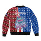 Cape Verde Christmas Sleeve Zip Bomber Jacket Festive Pattern Christmas Tree and National Emblem Motif - African Pride