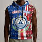 Cape Verde Christmas Sleeveless Hoodie Festive Pattern Christmas Tree and National Emblem Motif - African Pride