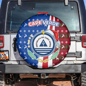 Cape Verde Christmas Spare Tire Cover Festive Pattern Christmas Tree and National Emblem Motif - African Pride