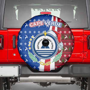 Cape Verde Christmas Spare Tire Cover Festive Pattern Christmas Tree and National Emblem Motif - African Pride
