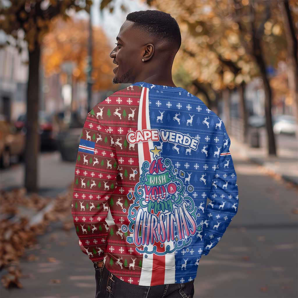 Cape Verde Christmas Sweatshirt Festive Pattern Christmas Tree and National Emblem Motif - African Pride