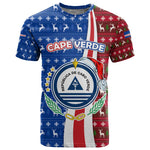 Cape Verde Christmas T shirt Festive Pattern Christmas Tree and National Emblem Motif - African Pride