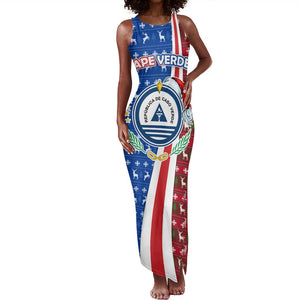 Cape Verde Christmas Tank Maxi Dress Festive Pattern Christmas Tree and National Emblem Motif - African Pride